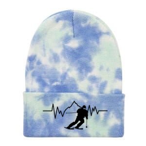 Skier Heartbeat I Alpine Cross Coutry Skiing Gift Tie Dye 12in Knit Beanie