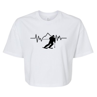 Skier Heartbeat I Alpine Cross Coutry Skiing Gift Bella+Canvas Jersey Crop Tee