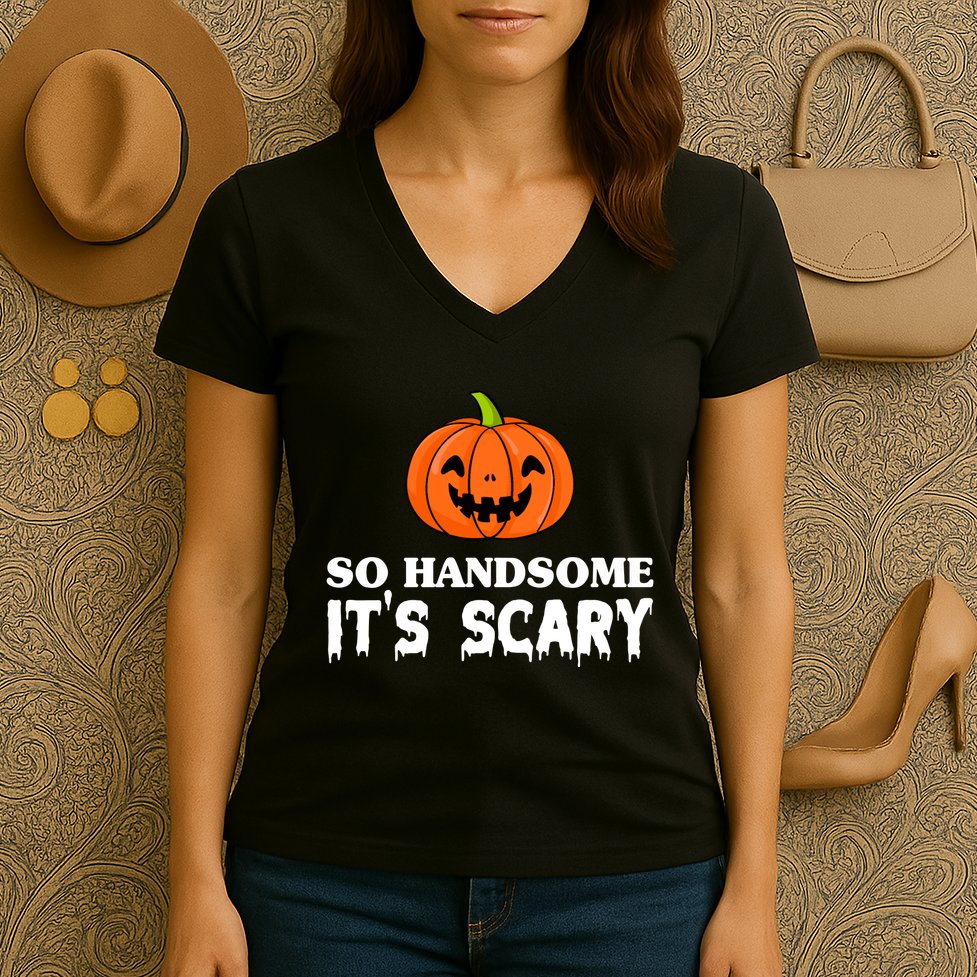 So Handsome Its Scary Funny Halloween Women's V-Neck T-Shirt