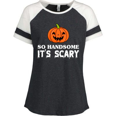 So Handsome Its Scary Funny Halloween Enza Ladies Jersey Colorblock Tee