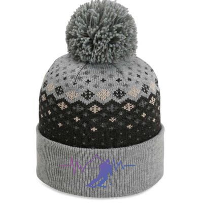 Skier Heartbeat I Alpine Cross Coutry Skiing Gift The Baniff Cuffed Pom Beanie