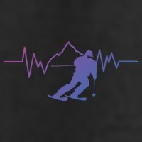 Skier Heartbeat I Alpine Cross Coutry Skiing Gift 7 Panel Mesh Trucker Snapback Hat