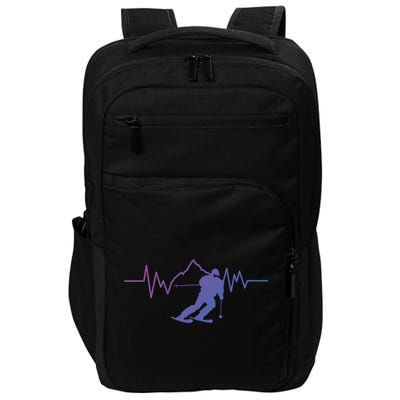 Skier Heartbeat I Alpine Cross Coutry Skiing Gift Impact Tech Backpack