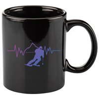 Skier Heartbeat I Alpine Cross Coutry Skiing Gift 11oz C Handle Ceramic Mug