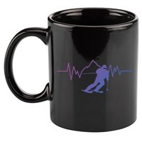 Skier Heartbeat I Alpine Cross Coutry Skiing Gift 11oz C Handle Ceramic Mug