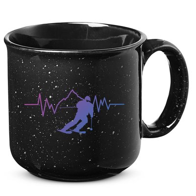 Skier Heartbeat I Alpine Cross Coutry Skiing Gift 15oz Campfire Ceramic Mug