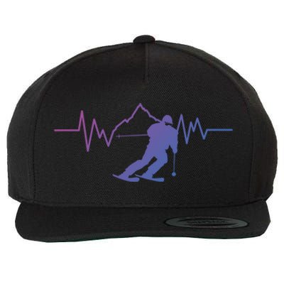 Skier Heartbeat I Alpine Cross Coutry Skiing Gift Wool Snapback Cap