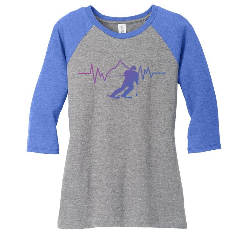 Skier Heartbeat I Alpine Cross Coutry Skiing Gift Women's Tri-Blend 3/4-Sleeve Raglan Shirt