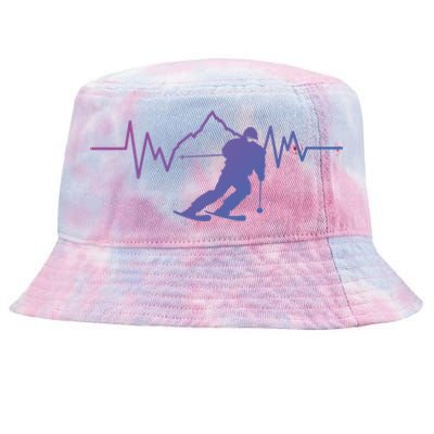 Skier Heartbeat I Alpine Cross Coutry Skiing Gift Tie-Dyed Bucket Hat