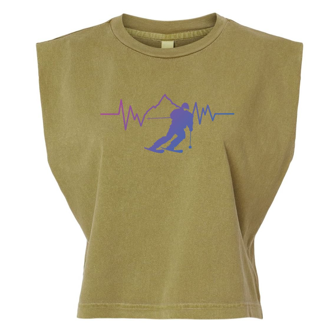 Skier Heartbeat I Alpine Cross Coutry Skiing Gift Garment-Dyed Women's Muscle Tee