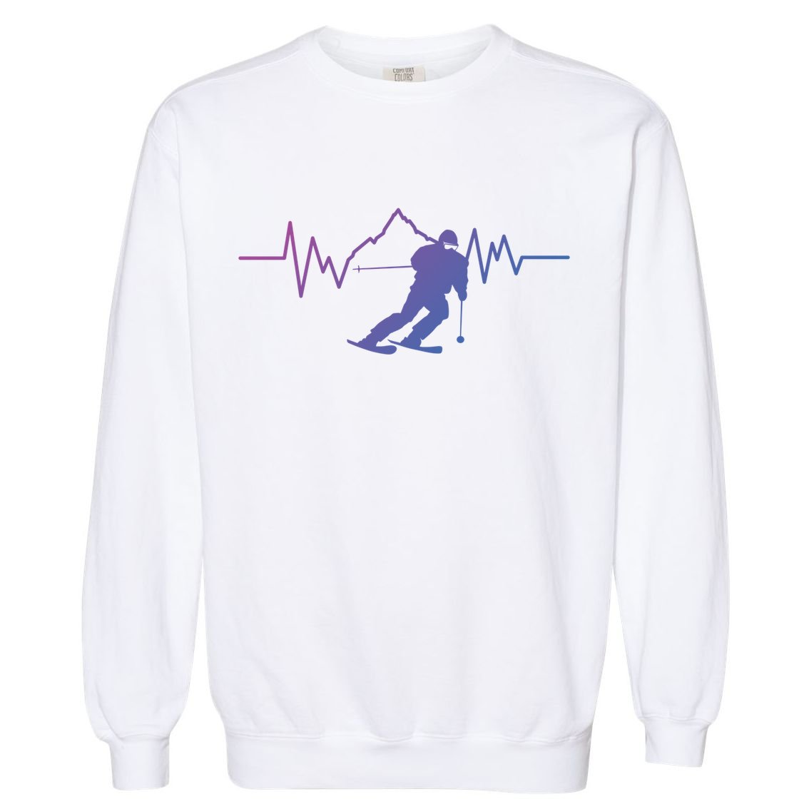 Skier Heartbeat I Alpine Cross Coutry Skiing Gift Garment-Dyed Sweatshirt