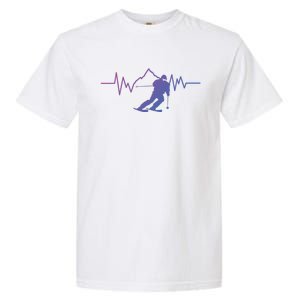 Skier Heartbeat I Alpine Cross Coutry Skiing Gift Garment-Dyed Heavyweight T-Shirt