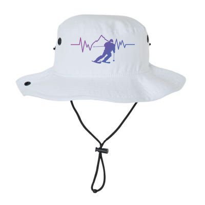 Skier Heartbeat I Alpine Cross Coutry Skiing Gift Legacy Cool Fit Booney Bucket Hat