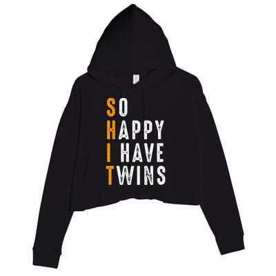 So Happy I Have Twins Design Father's Mother's Day Crop Fleece Hoodie