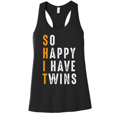 So Happy I Have Twins Design Father's Mother's Day Women's Racerback Tank