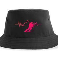Skier Heartbeat I Alpine Cross Coutry Skiing Gift Sustainable Bucket Hat