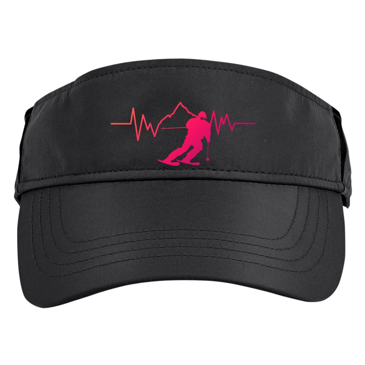 Skier Heartbeat I Alpine Cross Coutry Skiing Gift Adult Drive Performance Visor