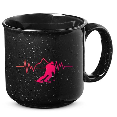 Skier Heartbeat I Alpine Cross Coutry Skiing Gift 15oz Campfire Ceramic Mug