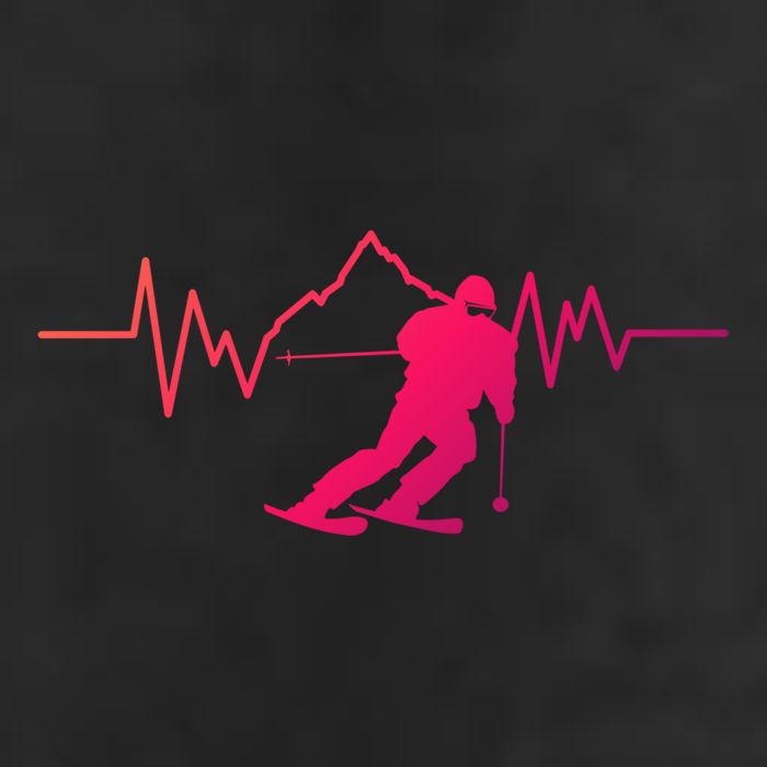 Skier Heartbeat I Alpine Cross Coutry Skiing Gift 25L Jumbo Tote