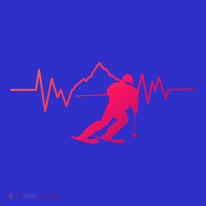 Skier Heartbeat I Alpine Cross Coutry Skiing Gift Womens T-Shirt