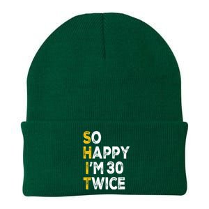 So Happy Im 30 Twice Funny 60th Birthday Knit Cap Winter Beanie