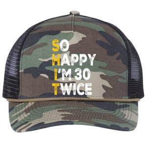 So Happy Im 30 Twice Funny 60th Birthday Retro Rope Trucker Hat Cap