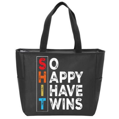 So Happy I Have Twins Funny Mothers Day Fathers Day Mom Dad Tank Top Zip Tote Bag