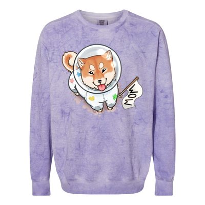 Shiba Inu Astronaut Cute Mom Colorblast Crewneck Sweatshirt