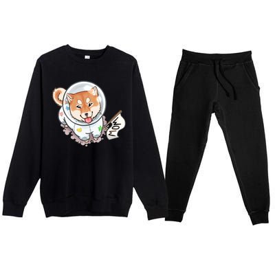 Shiba Inu Astronaut Cute Mom Premium Crewneck Sweatsuit Set