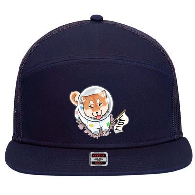 Shiba Inu Astronaut Cute Mom 7 Panel Mesh Trucker Snapback Hat