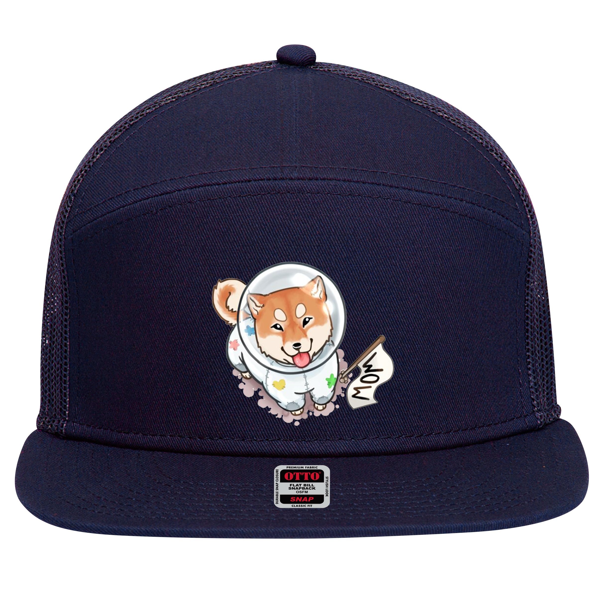 Shiba Inu Astronaut Cute Mom 7 Panel Mesh Trucker Snapback Hat