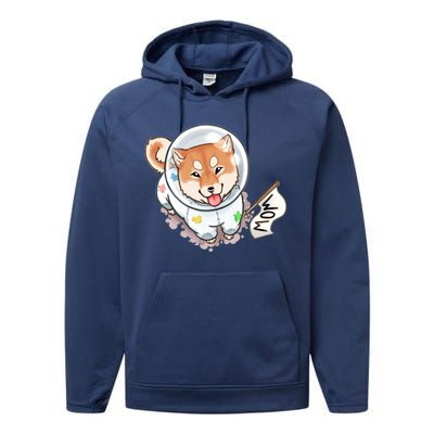 Shiba Inu Astronaut Cute Mom Performance Fleece Hoodie