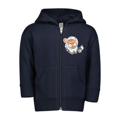 Shiba Inu Astronaut Cute Mom Toddler Zip Fleece Hoodie