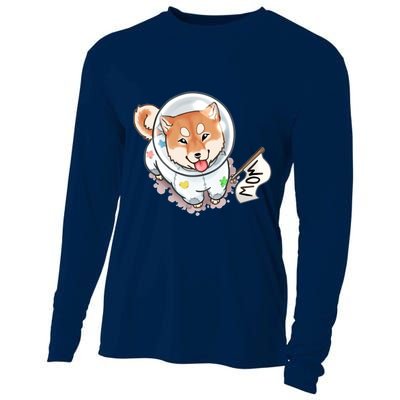 Shiba Inu Astronaut Cute Mom Cooling Performance Long Sleeve Crew