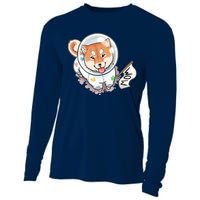 Shiba Inu Astronaut Cute Mom Cooling Performance Long Sleeve Crew