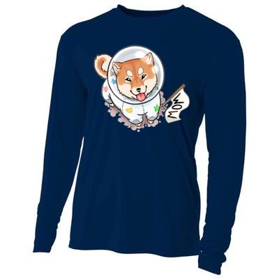 Shiba Inu Astronaut Cute Mom Cooling Performance Long Sleeve Crew