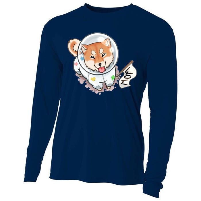 Shiba Inu Astronaut Cute Mom Cooling Performance Long Sleeve Crew