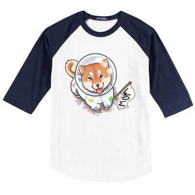 Shiba Inu Astronaut Cute Mom Baseball Sleeve Shirt