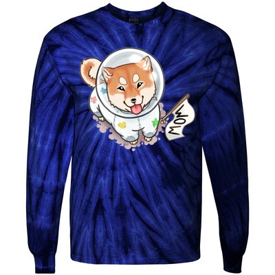 Shiba Inu Astronaut Cute Mom Tie-Dye Long Sleeve Shirt