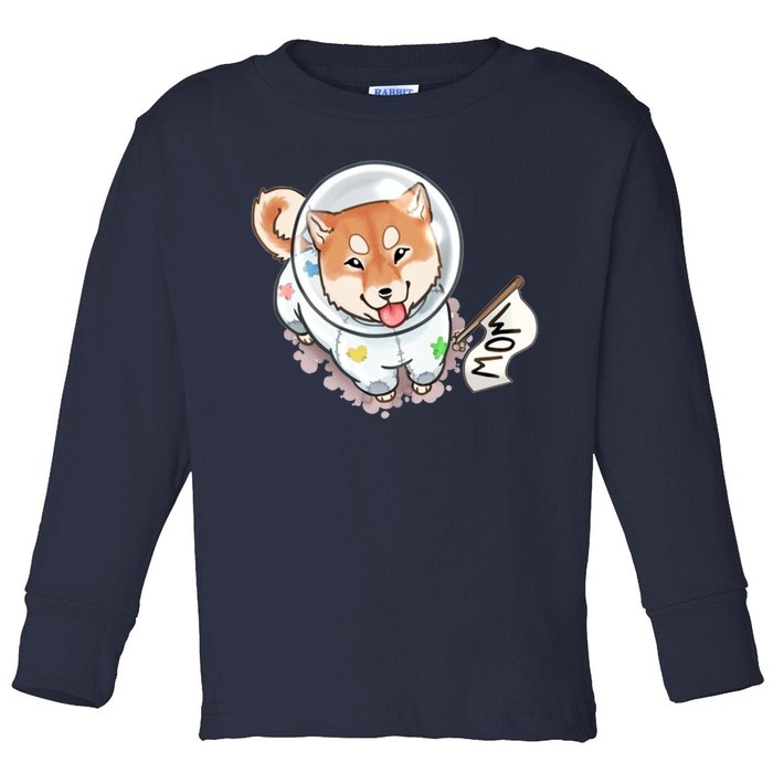 Shiba Inu Astronaut Cute Mom Toddler Long Sleeve Shirt