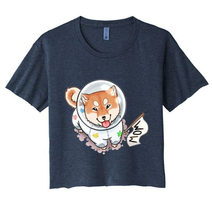 Shiba Inu Astronaut Cute Mom Women's Crop Top Tee