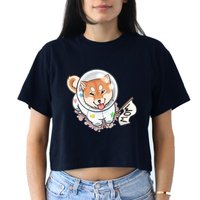 Shiba Inu Astronaut Cute Mom Women's Crop Top Tee