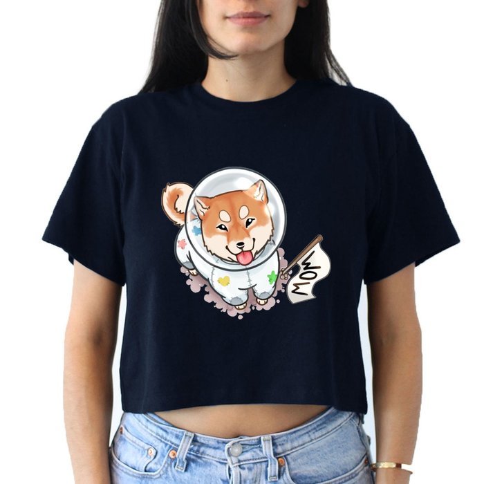 Shiba Inu Astronaut Cute Mom Women's Crop Top Tee