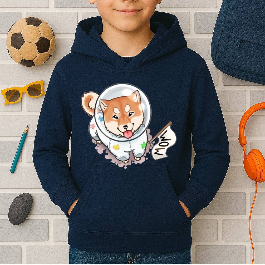 Shiba Inu Astronaut Cute Mom Kids Hoodie