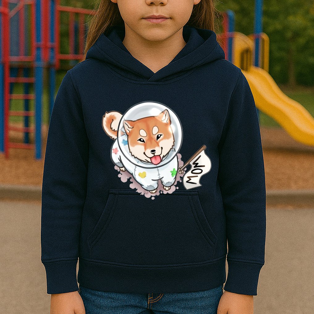 Shiba Inu Astronaut Cute Mom Kids Hoodie