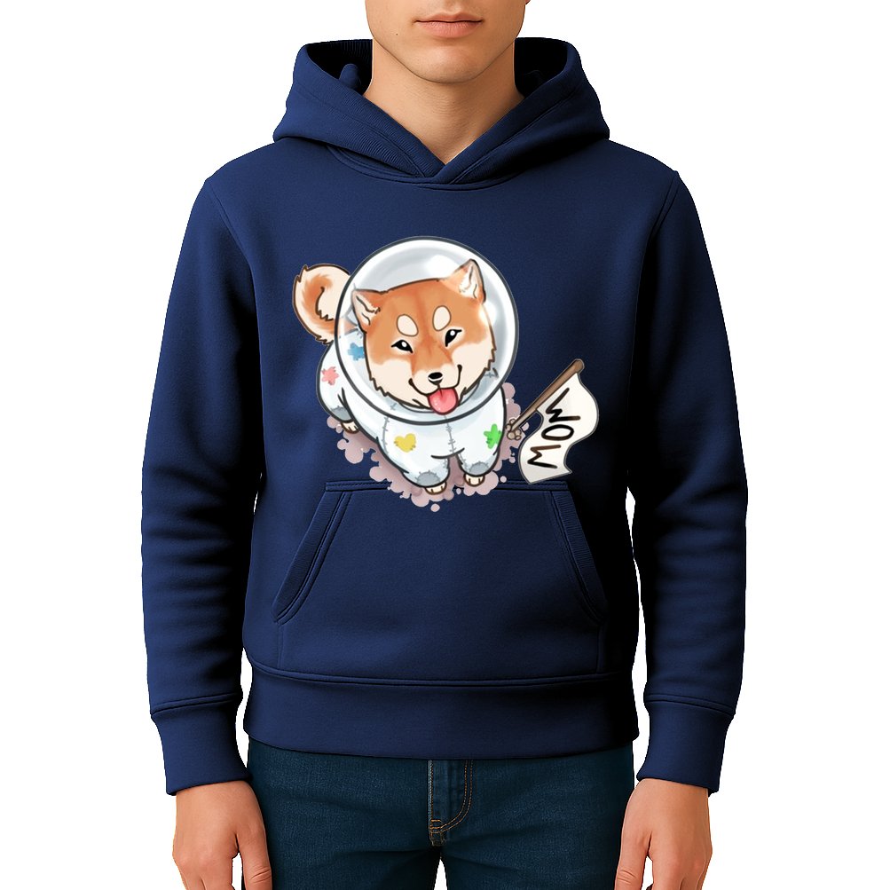 Shiba Inu Astronaut Cute Mom Kids Hoodie