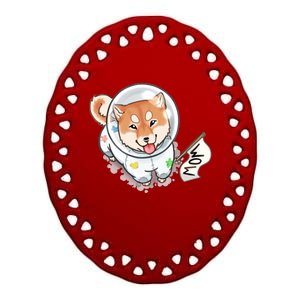 Shiba Inu Astronaut Cute Mom Ceramic Oval Ornament