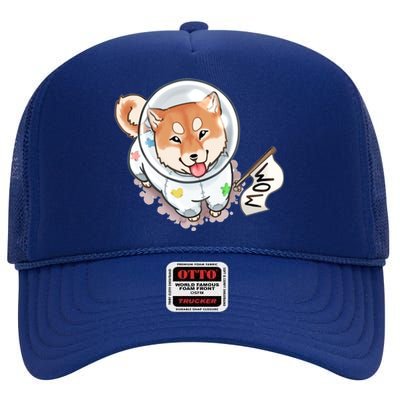 Shiba Inu Astronaut Cute Mom High Crown Mesh Back Trucker Hat