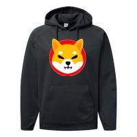 Shiba Inu SHIB Token Crypto Currency Logo Performance Fleece Hoodie