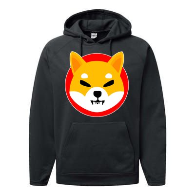 Shiba Inu SHIB Token Crypto Currency Logo Performance Fleece Hoodie